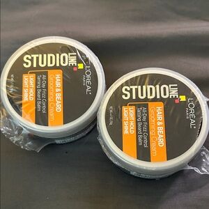 2 L'Oreal Studio Line Hair & Beard Grooming Cream - Gray and Orange